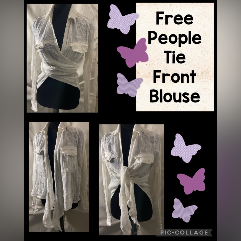 Free People Tie Front Blouse
